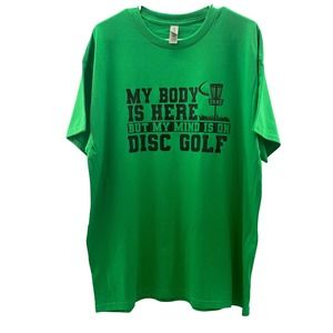 Disc Golf My Mind On DISC GOLF Shirt Custom Vinyl Logo XL T-Shirt Green